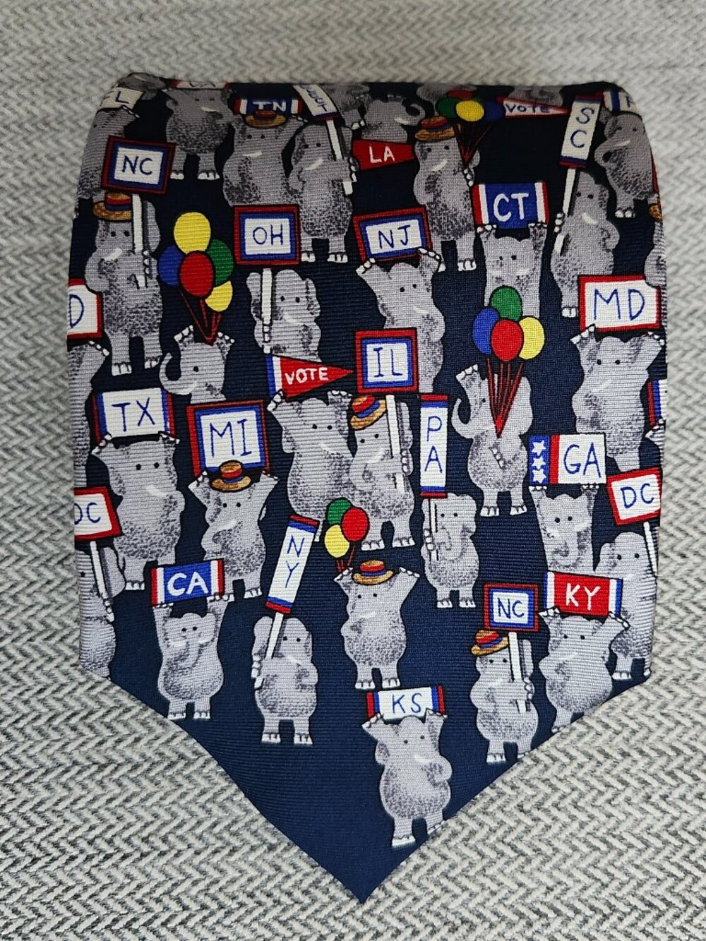 Alynn “Republican” 100% silk tie / elections / elephant / vote / Made in USA